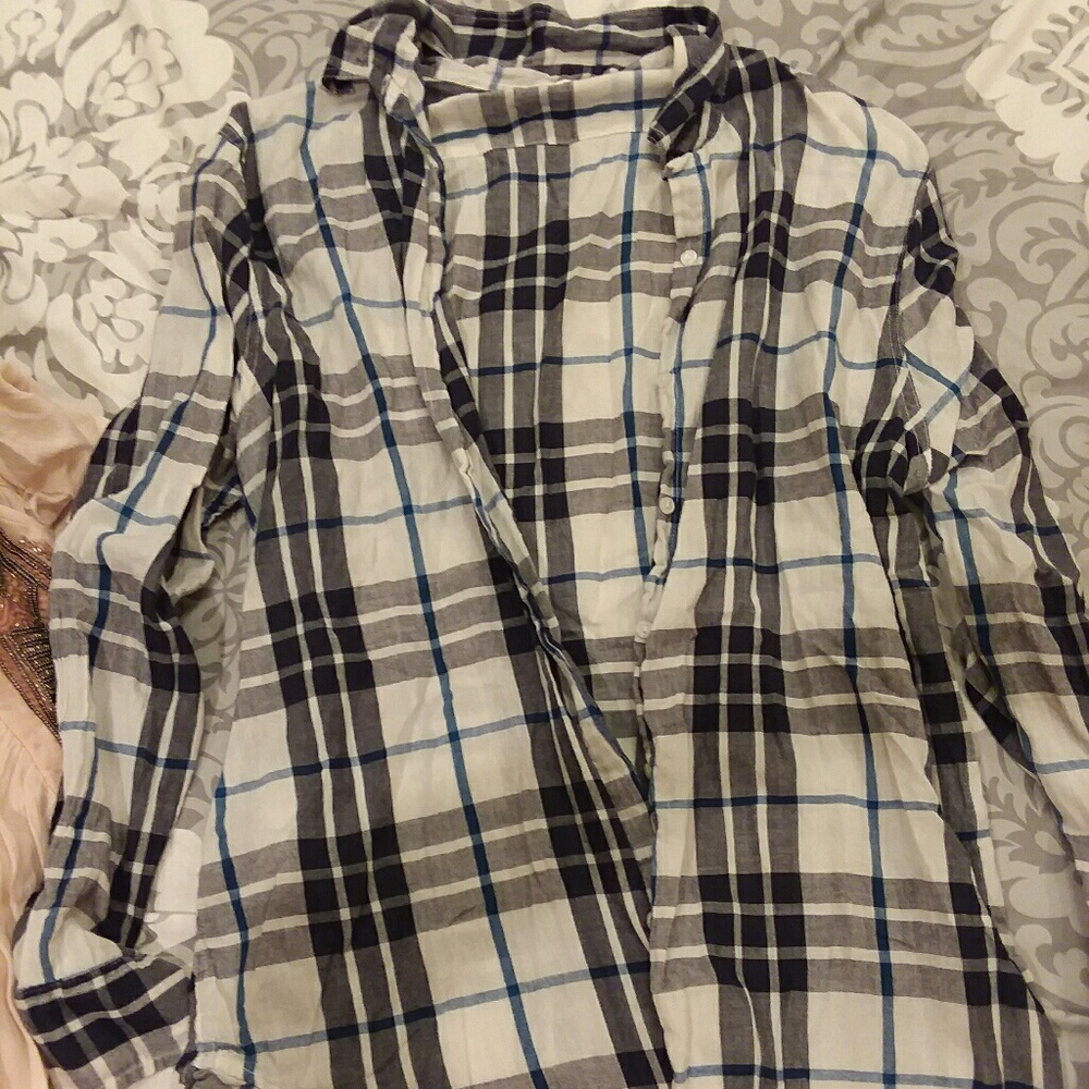 Plaid maternity button up shirt